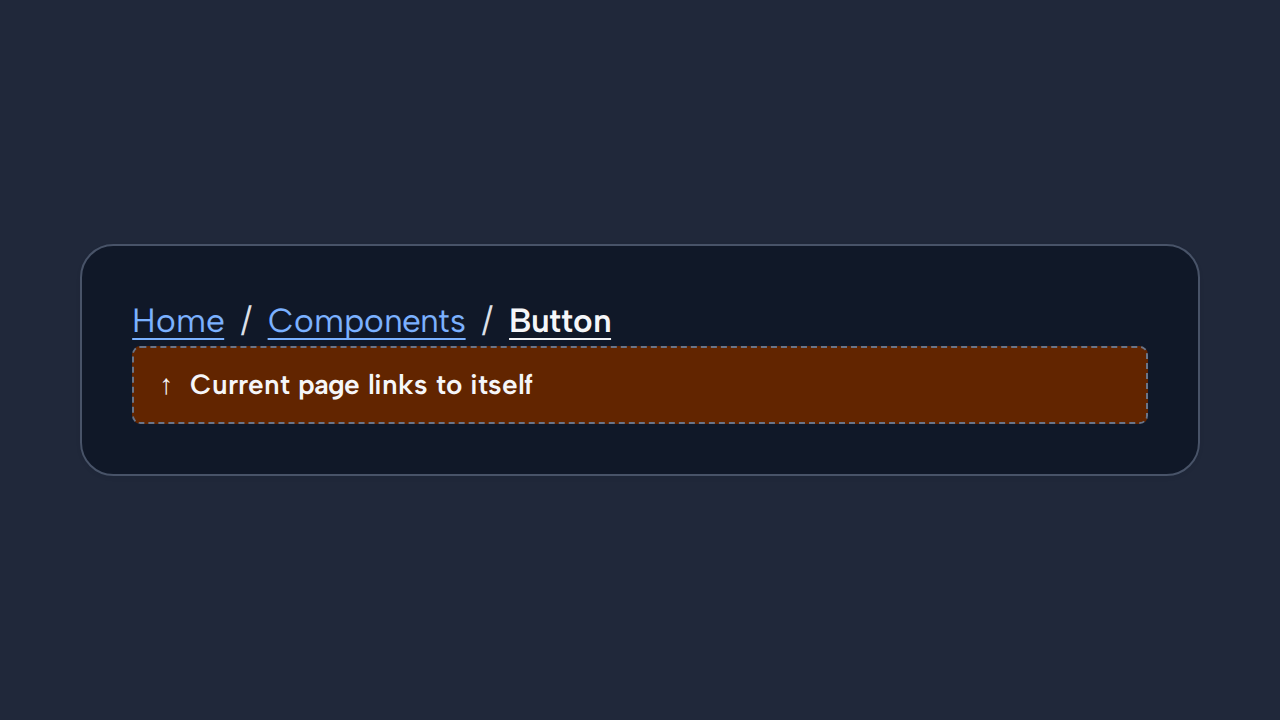 Every Breadcrumb item, including the current Button page, is incorrectly styled as a link.