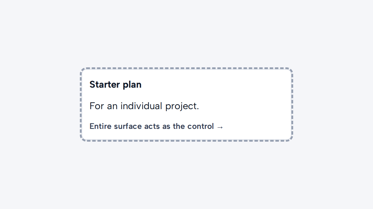 A Card is incorrectly annotated as one large clickable surface without an explicit descendant action.