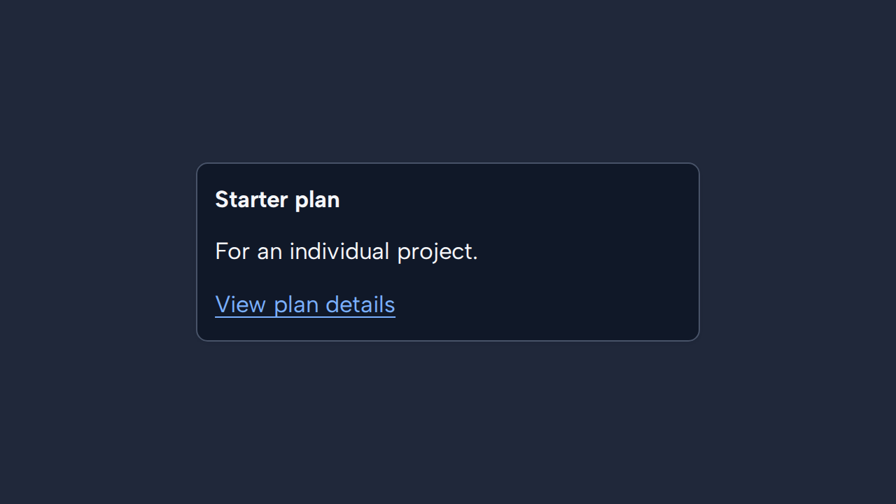 A Starter plan Card contains an explicit View plan details link.