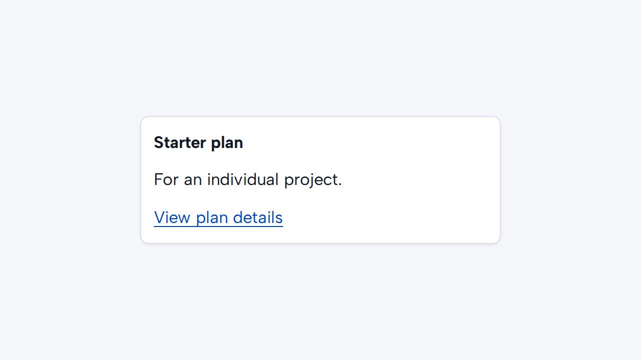 A Starter plan Card contains an explicit View plan details link.