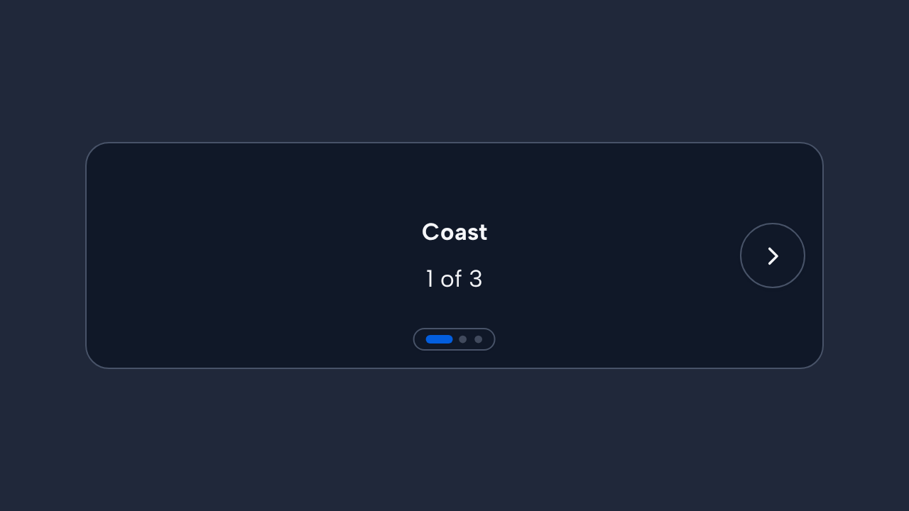 A Carousel labelled Featured destinations presents Coast, Forest, and City slides in a clear order.