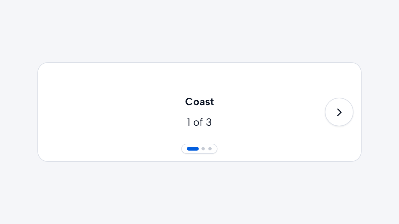 A Carousel labelled Featured destinations presents Coast, Forest, and City slides in a clear order.