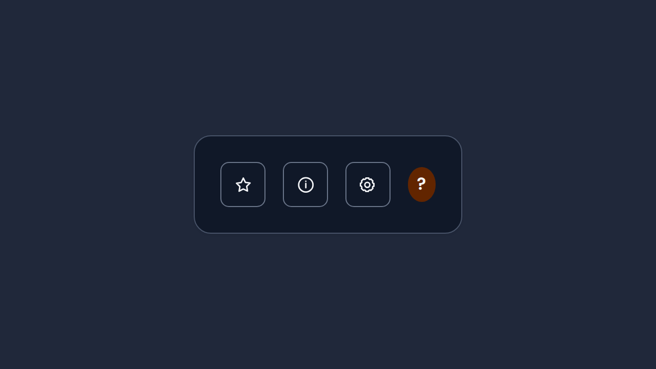 Three unfamiliar icon-only controls appear without visible labels, and one is annotated with a question mark.