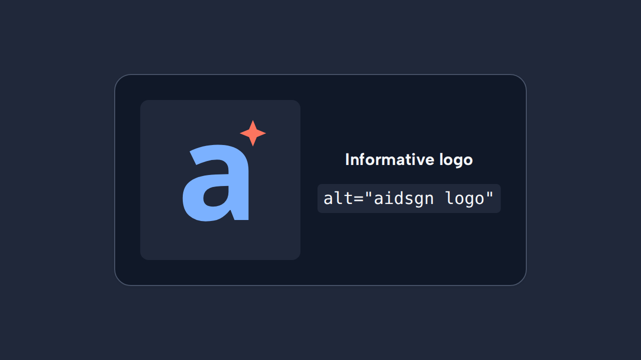 An informative aidsgn mark is presented with a nearby note that its alternative text identifies the logo.