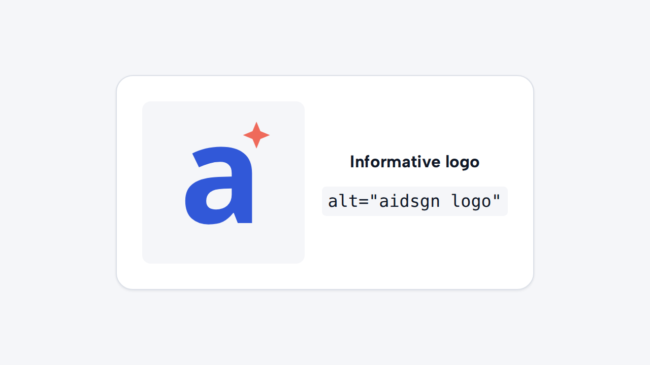 An informative aidsgn mark is presented with a nearby note that its alternative text identifies the logo.