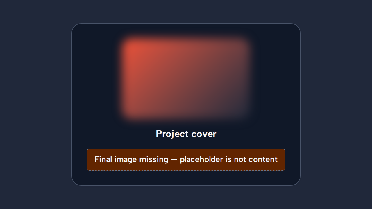 A blurred placeholder remains where a final project image should appear and is labelled Final image missing.