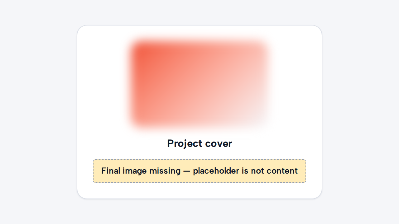 A blurred placeholder remains where a final project image should appear and is labelled Final image missing.