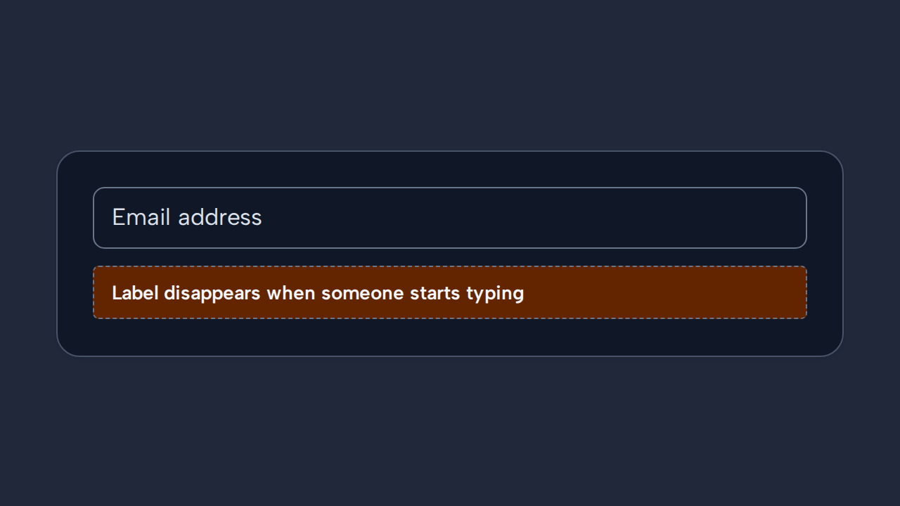 A simulated field shows Email address only as faint placeholder text inside an otherwise unlabelled box.