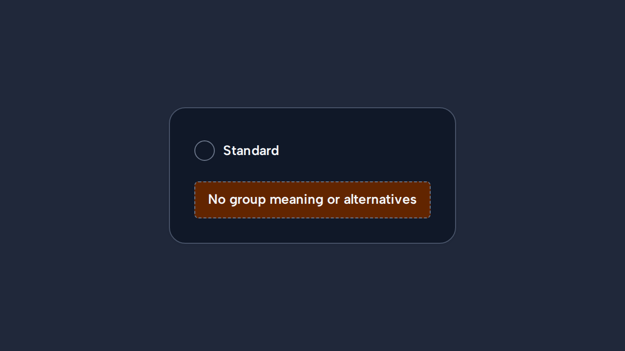 A single Radio labelled Standard appears without a group label or any alternative choices.