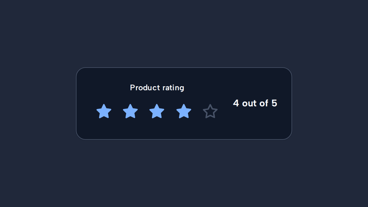 A Rating displays four selected stars together with the visible text 4 out of 5.