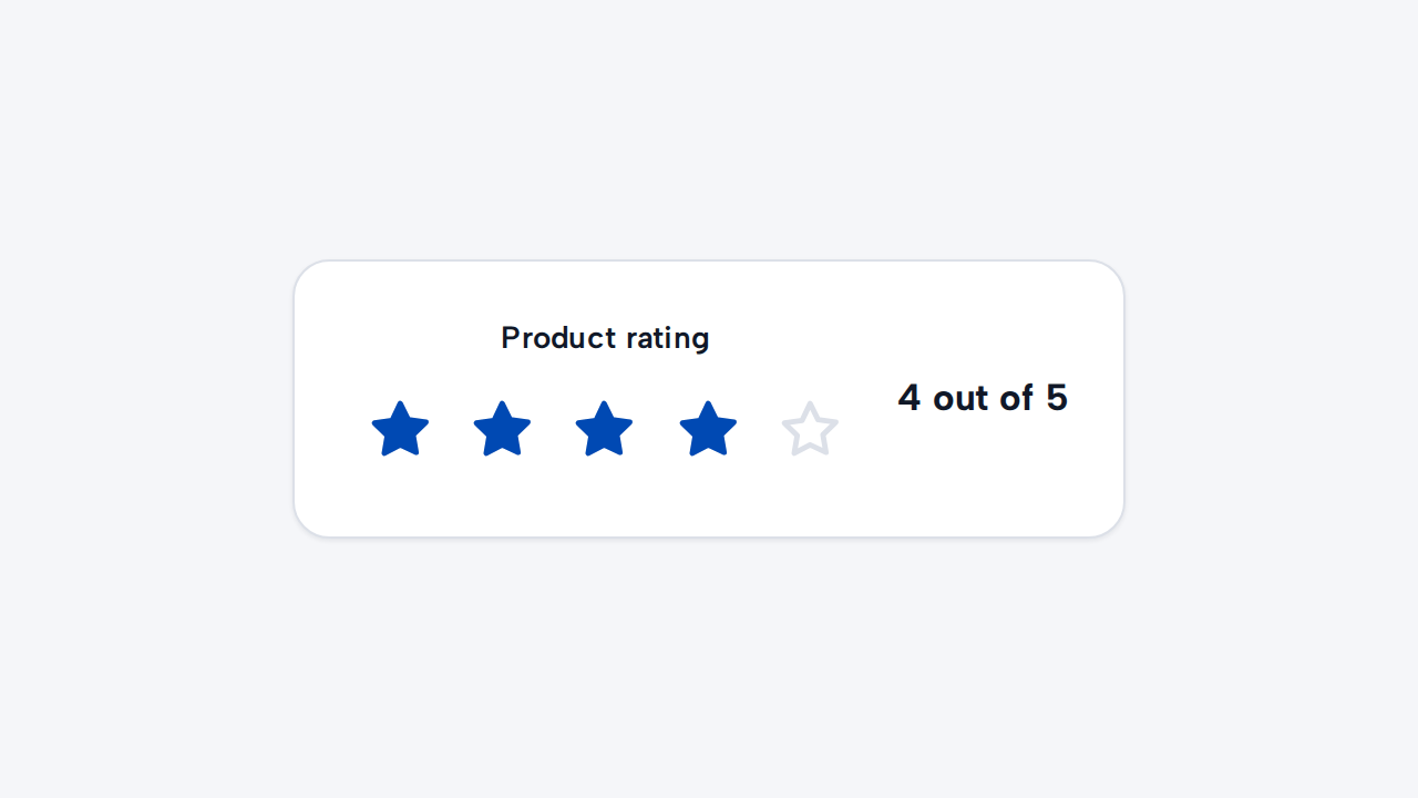 A Rating displays four selected stars together with the visible text 4 out of 5.