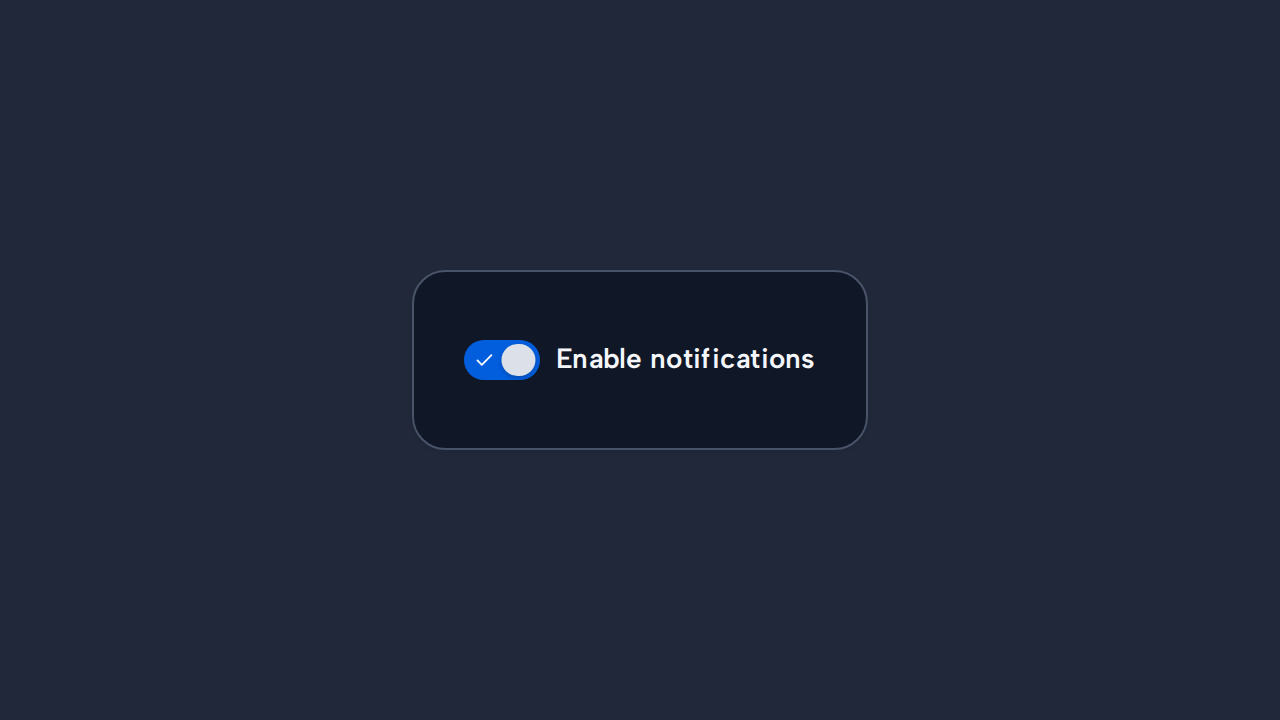 A checked Switch uses the positive label Enable notifications.