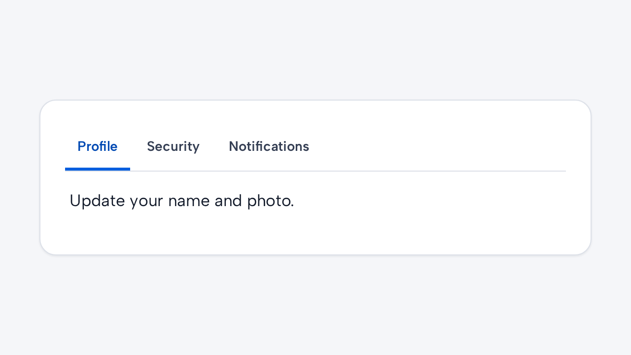 Account settings Tabs group the peer sections Profile, Security, and Notifications.