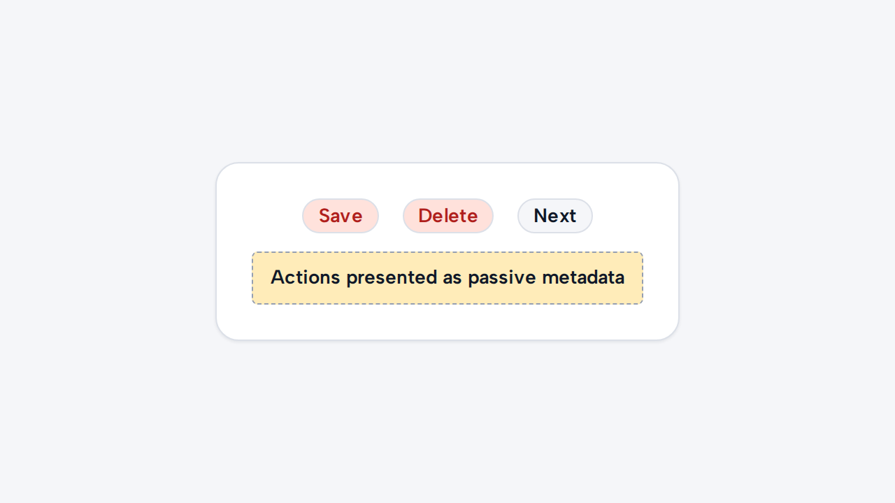 Save, Delete, and Next are incorrectly rendered as Tags even though they are actions.