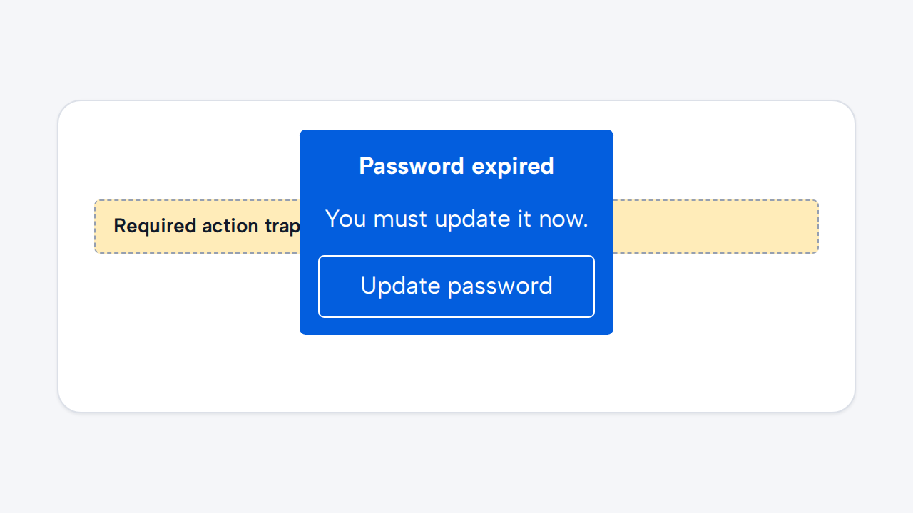 A simulated Tooltip contains a required password instruction and an Update password button.